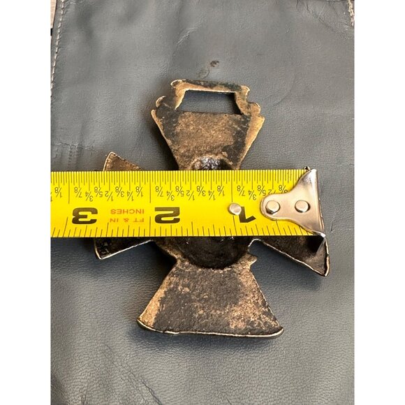 Antique Brass Cross Medal Maltese With Womans Face Relief bridle - Picture 5 of 6